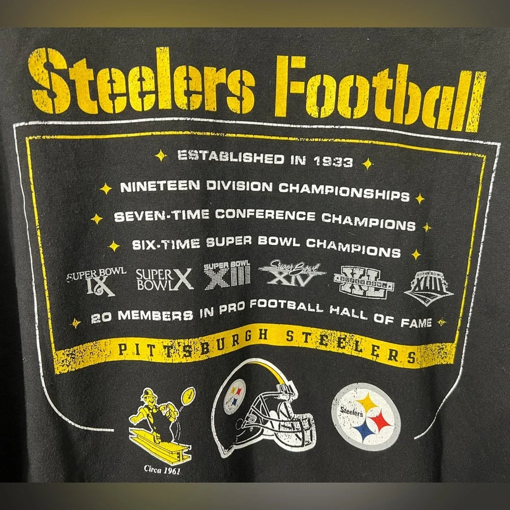 Pittsburgh Steelers Football Reebok 6 Time Super Bowl Champions T-Shirt - Picture 4 of 7